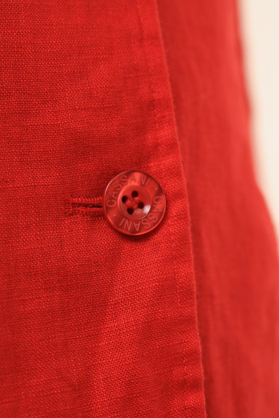 Vintage Vtg Rare Cassani 100% Linen Short Sleeve … - image 9