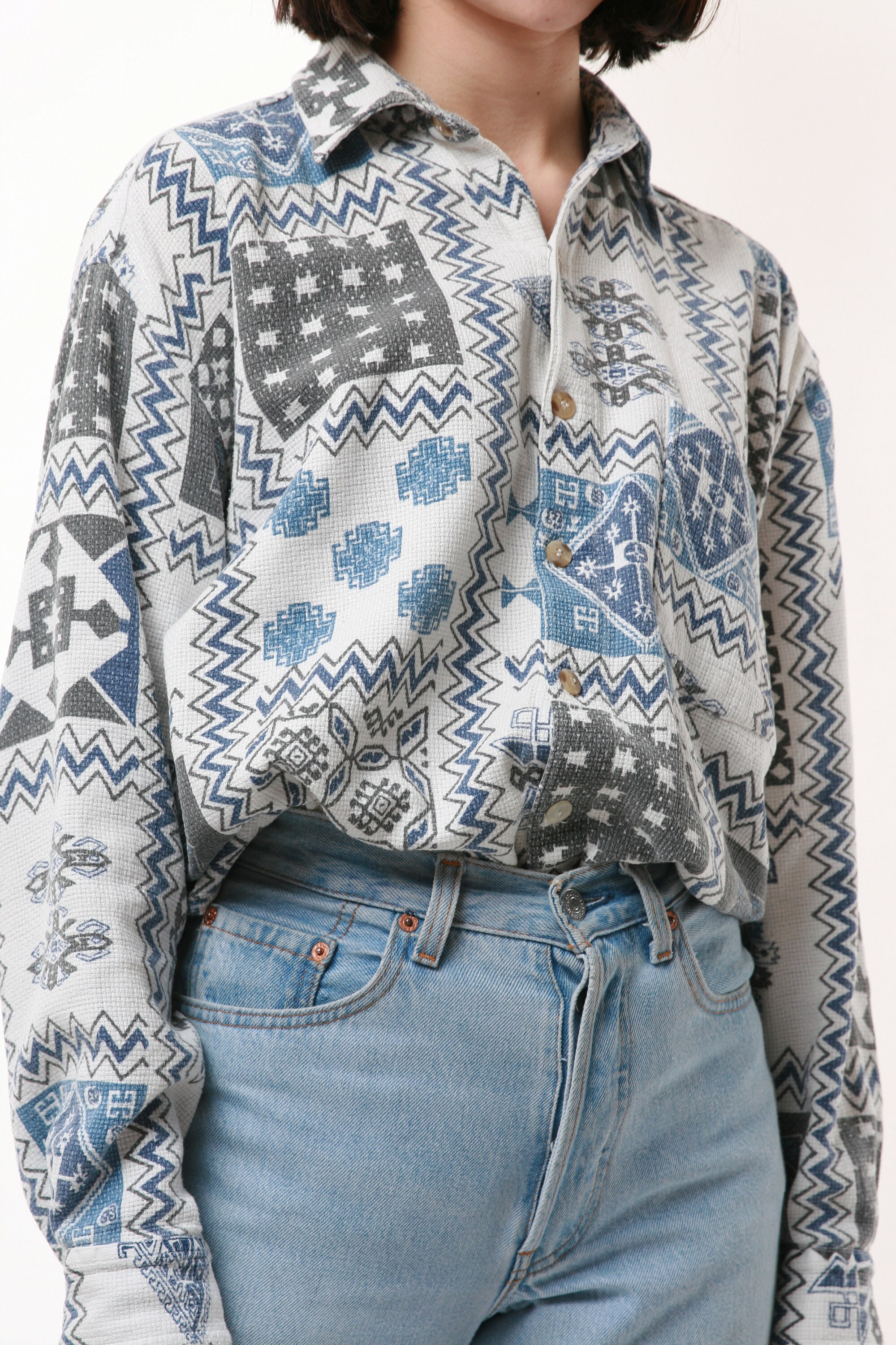 90s Vintage Pattern Abstract Cotton Oldschool Shirt 16506 | Etsy