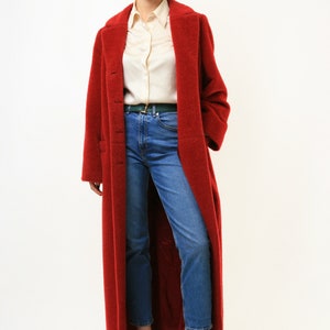 80s Women Red Woolmark Wool Coat women vintage 80s winter coat long trench coat outerwear maxi winter coat vintage clothing size Medium image 3