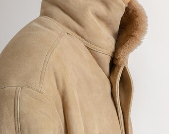 Gianfranco Ferre Vintage 80s Genuine Suede Sheep Shearling Coat