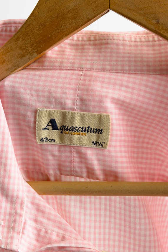 ヴィンテージ アクアスキュータム チェック コットン ロゴ 長袖 ボタン 