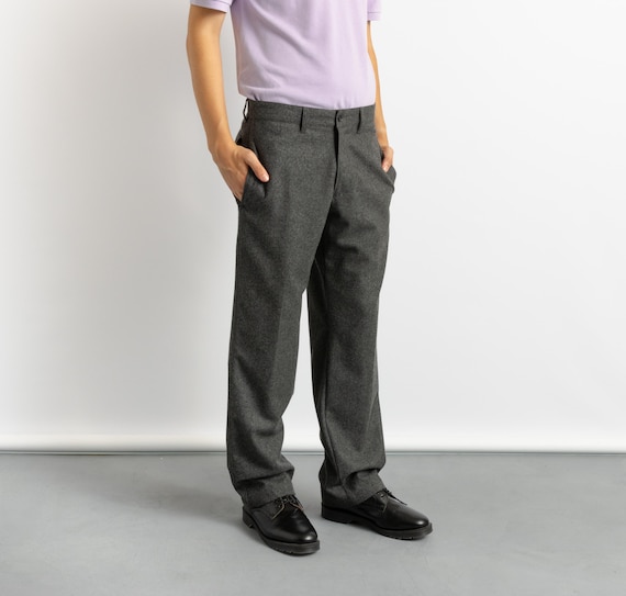 1980's Vintage Men's European Wool Gray Slacks Trousers - Heritage 1980's Vintage Men's European Wool Gray Slacks Trousers - Heritage