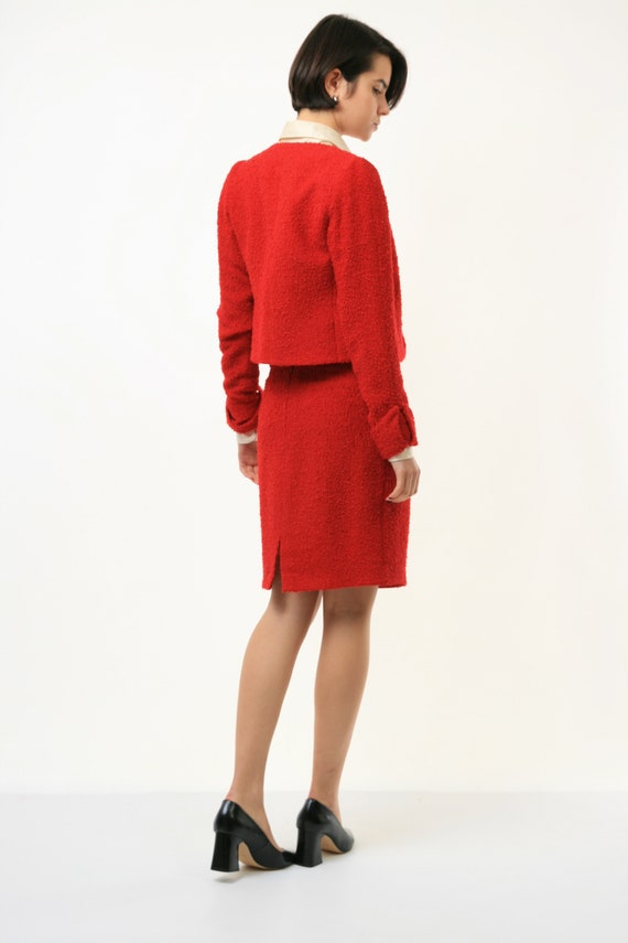 Vintage Christian Dior Boutique Rare Red Wool Twe… - image 4