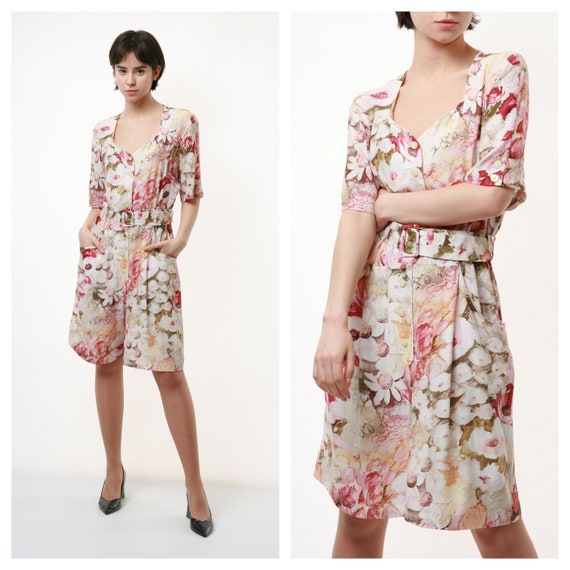 80s Vintage Mini Floral Print Short Sleeved Romper