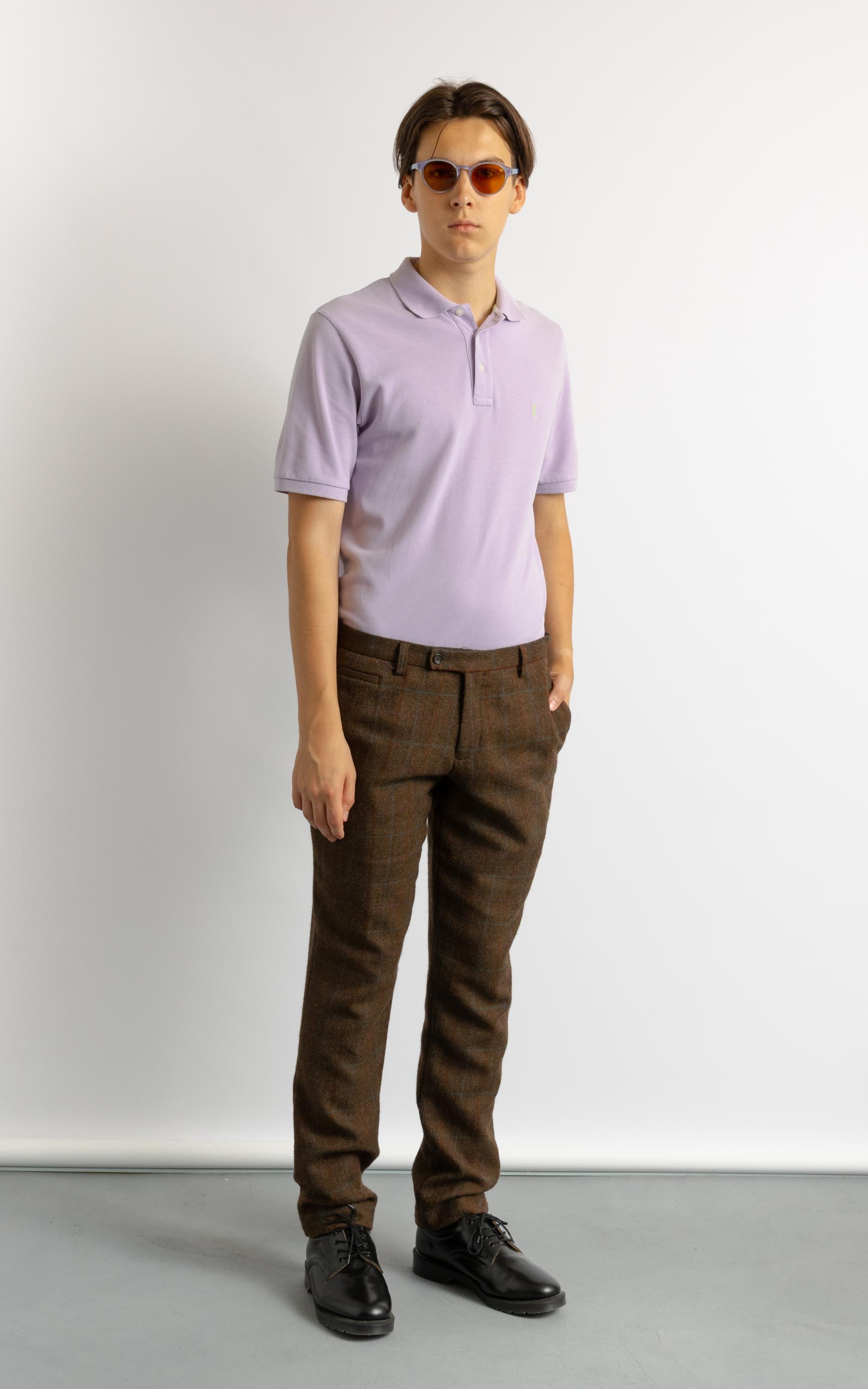 90年代ヴィンテージメンズ中古チェック柄ウールブラウンクラシック