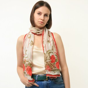 80s Vintage Vtg Rare Pure Silk Seta Seide Soie Floral Abstract Print Scarf Headband 4564 Girlfriend Gift Present/ Vintage Woman Silk Scarf image 9