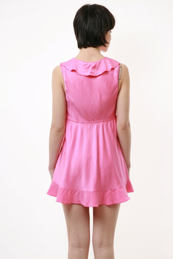 VTG 90s 00s PURE SILK BRIGHT PINK BUTTON UP PADDED RUCHED JACKET SIZE S 8