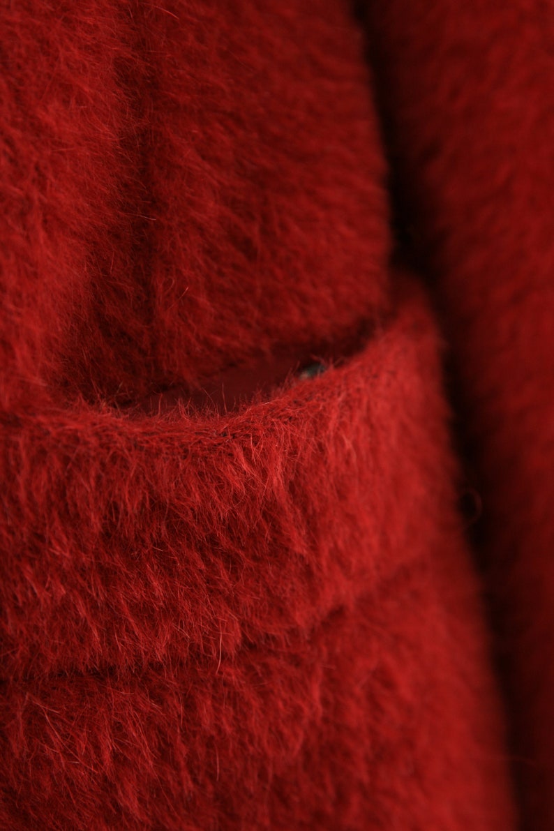 80s Women Red Woolmark Wool Coat women vintage 80s winter coat long trench coat outerwear maxi winter coat vintage clothing size Medium image 7