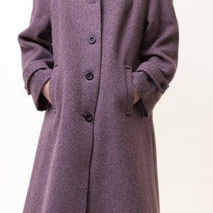 80s Woman Lambswool Purple Coat Women Vintage 80s fall coat long wool coat outerwear maxi winter coat vintage clothing size Medium image 6