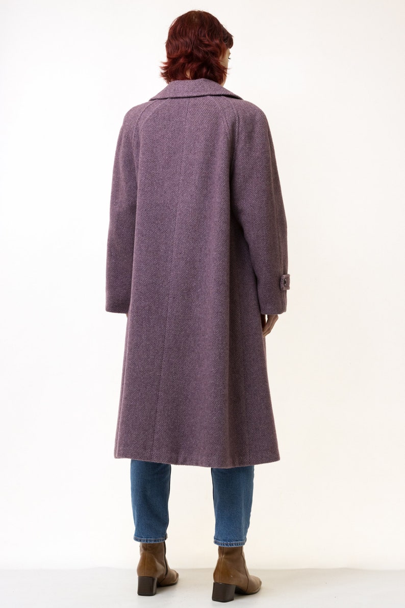 80s Woman Lambswool Purple Coat Women Vintage 80s fall coat long wool coat outerwear maxi winter coat vintage clothing size Medium image 4