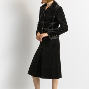 LOUIS FERAUD vintage skirt suit, vintage 1970s cotton Louis Feraud velour skirt suit, elegant black woman velour blazer suit image 5