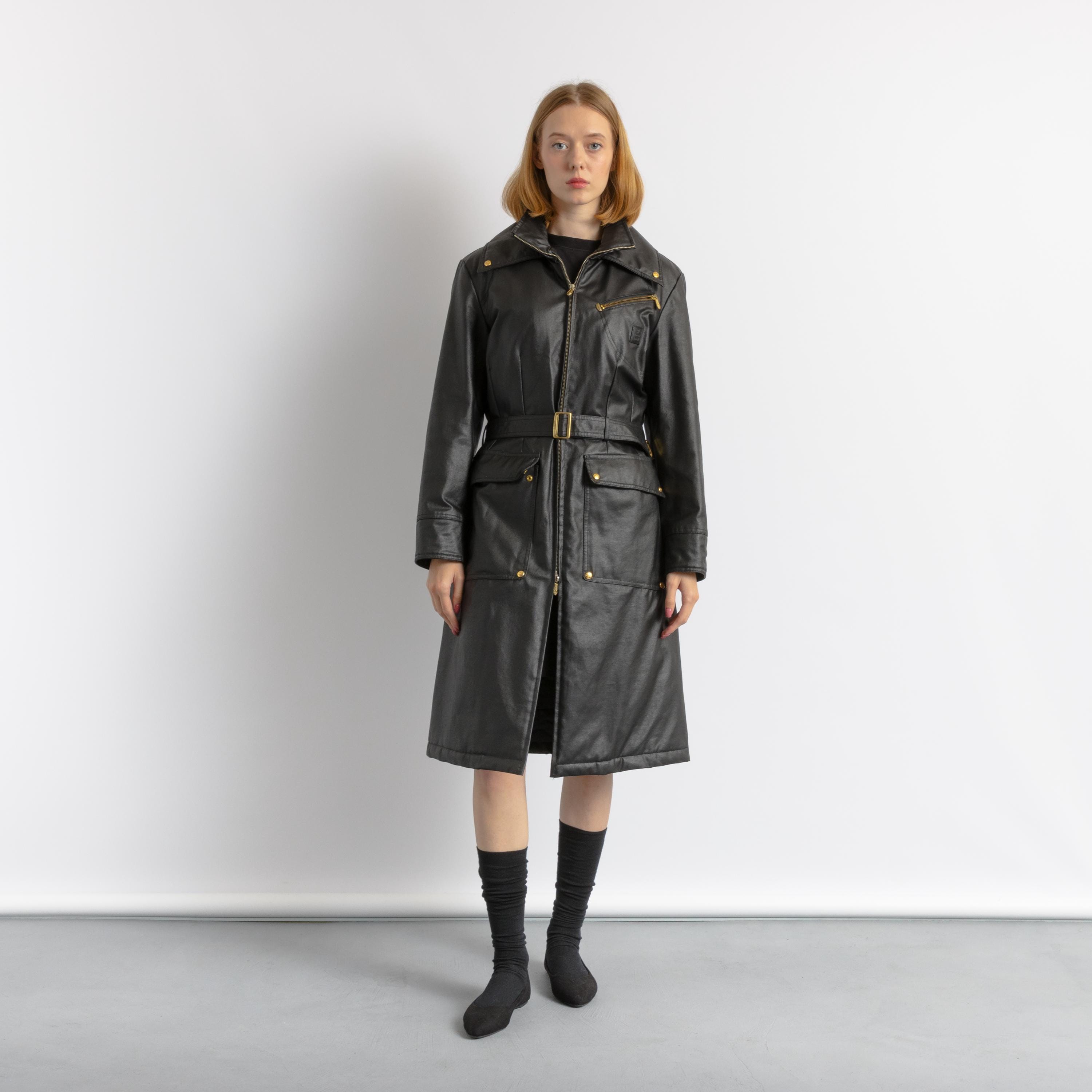 90s Vintage Piero Guidi Wax Fall Hunting Coat Lined Zip Long