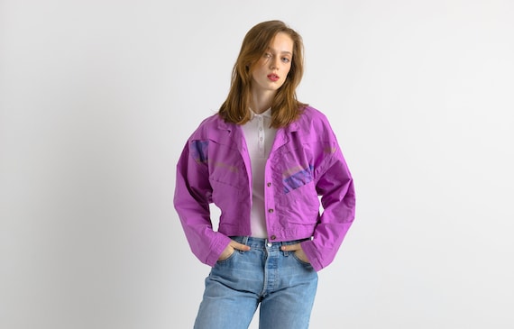 Purple cropped jacket outlet