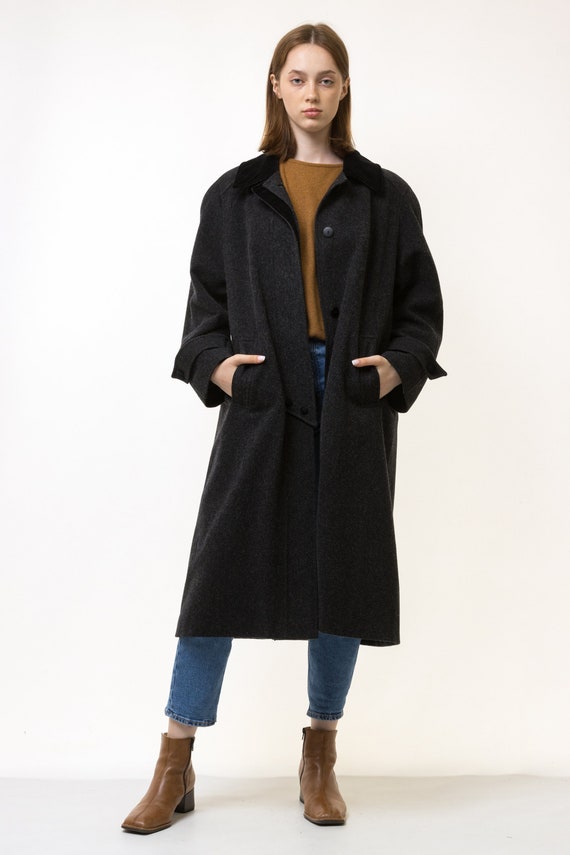 Women's Vintage Black Flecked 80s Coat S/M
