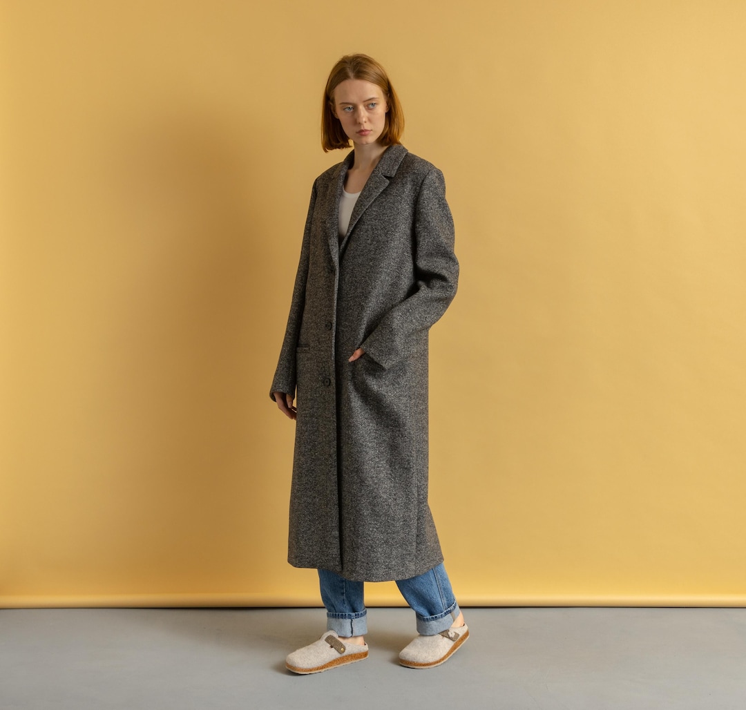 Preloved Womens COS Größe Eur 40 Grau 75 Wolle Mantel