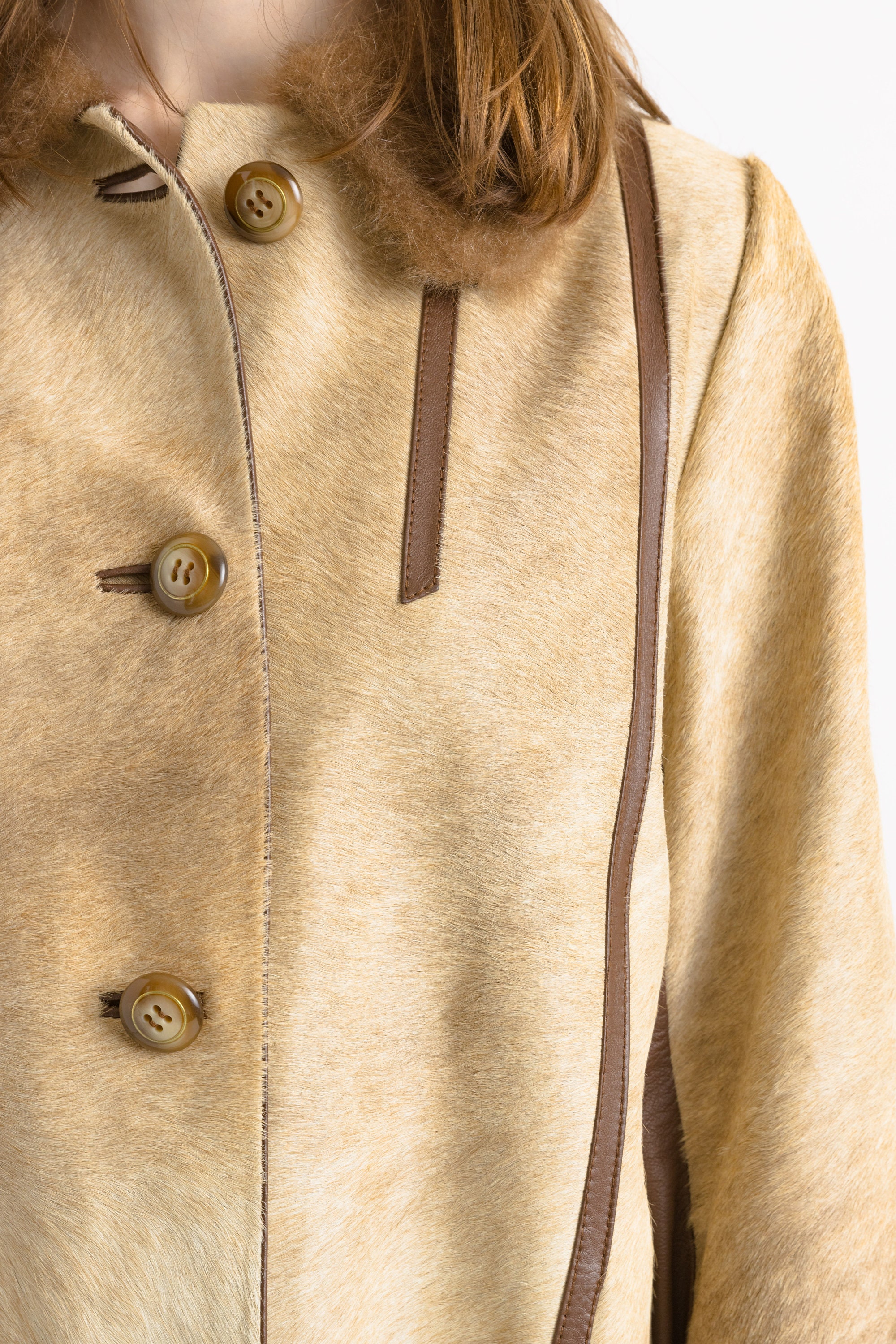 70s Vintage Rare Woman Retro Wool Long Maxi Coat Leather