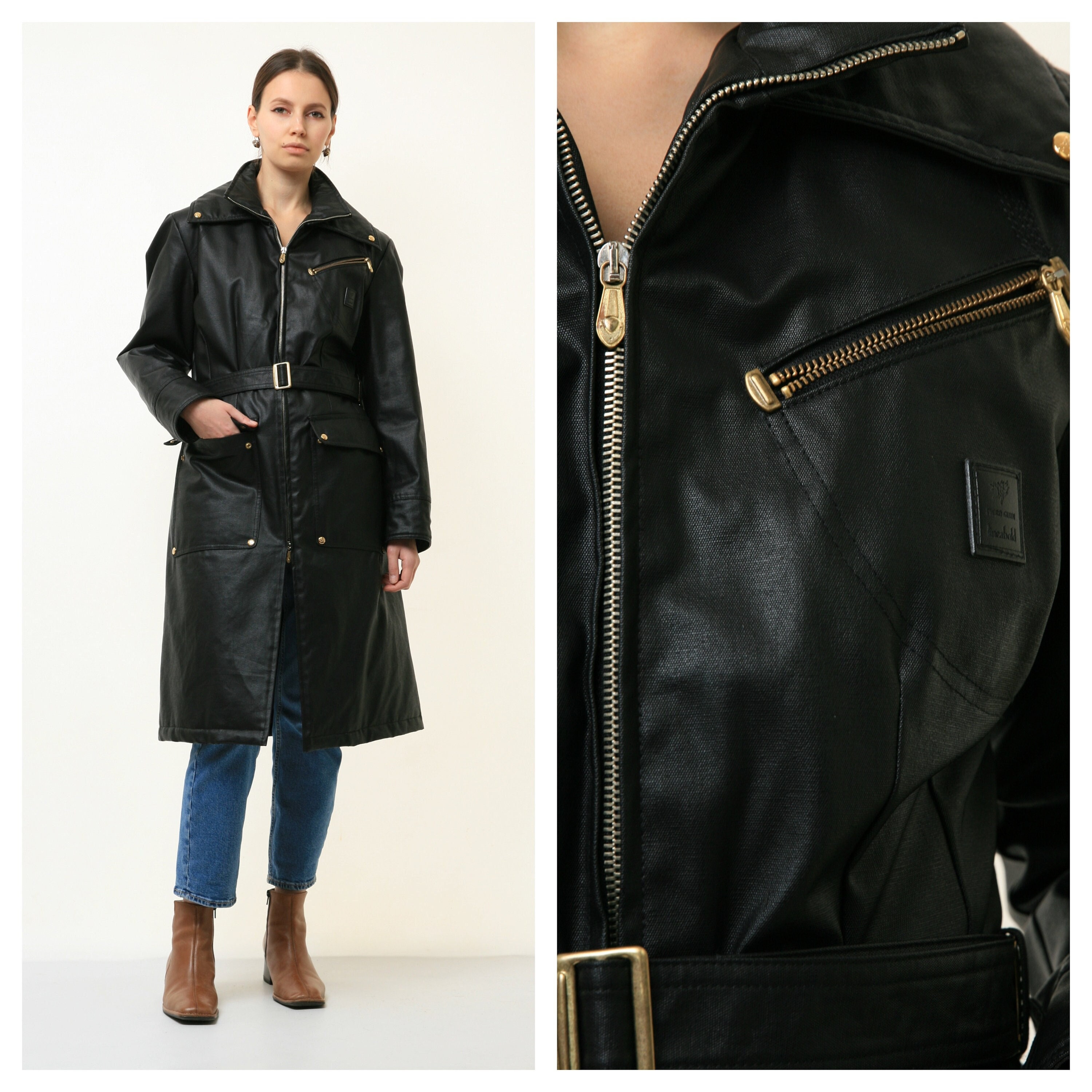 Women’s Barbour L1925 International Waxed Black Jacket Wax Coat uk 12 / us 8