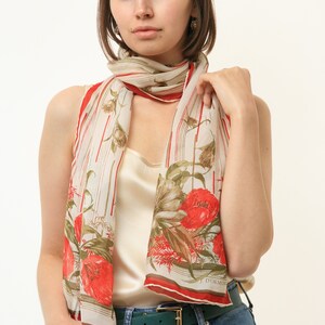80s Vintage Vtg Rare Pure Silk Seta Seide Soie Floral Abstract Print Scarf Headband 4564 Girlfriend Gift Present/ Vintage Woman Silk Scarf image 5