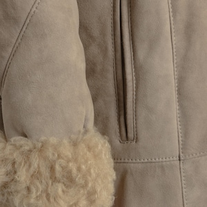 Women Suede Sheepskin Jacket Gray Vintage 80s Retro Winter Outerwear Sheepskin Western Suede Coat Women Vintage Clothing size M image 14