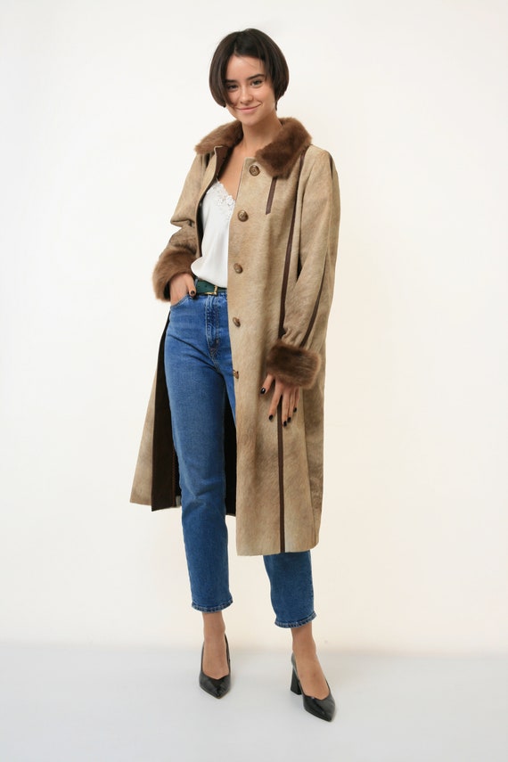 70s Vintage Rare Woman Retro Wool Long Maxi Coat … - image 2