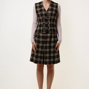 80s vintage Check Wool Suit Vest and Skirt 2002 image 2