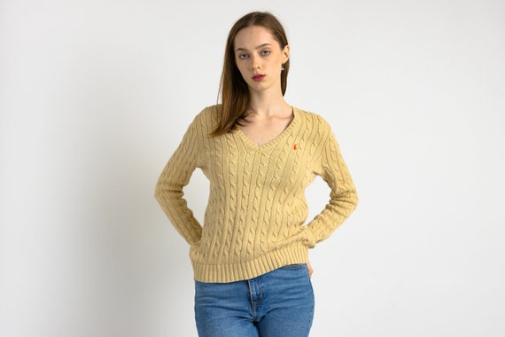 Ralph Lauren Sweater Beige Polo Sweater Knitted Cotton Knit