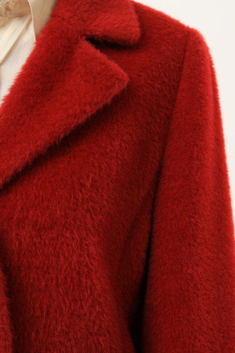 80s Women Red Woolmark Wool Coat women vintage 80s winter coat long trench coat outerwear maxi winter coat vintage clothing size Medium image 6
