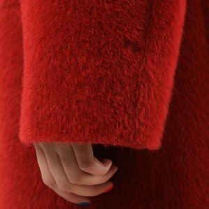 80s Women Red Woolmark Wool Coat women vintage 80s winter coat long trench coat outerwear maxi winter coat vintage clothing size Medium image 10