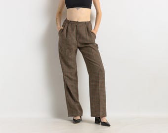 80s Salvatore Ferragamo PANTS | vintage secondhand preloved pre-owned high waist straight leg lounge trousers, medium wool