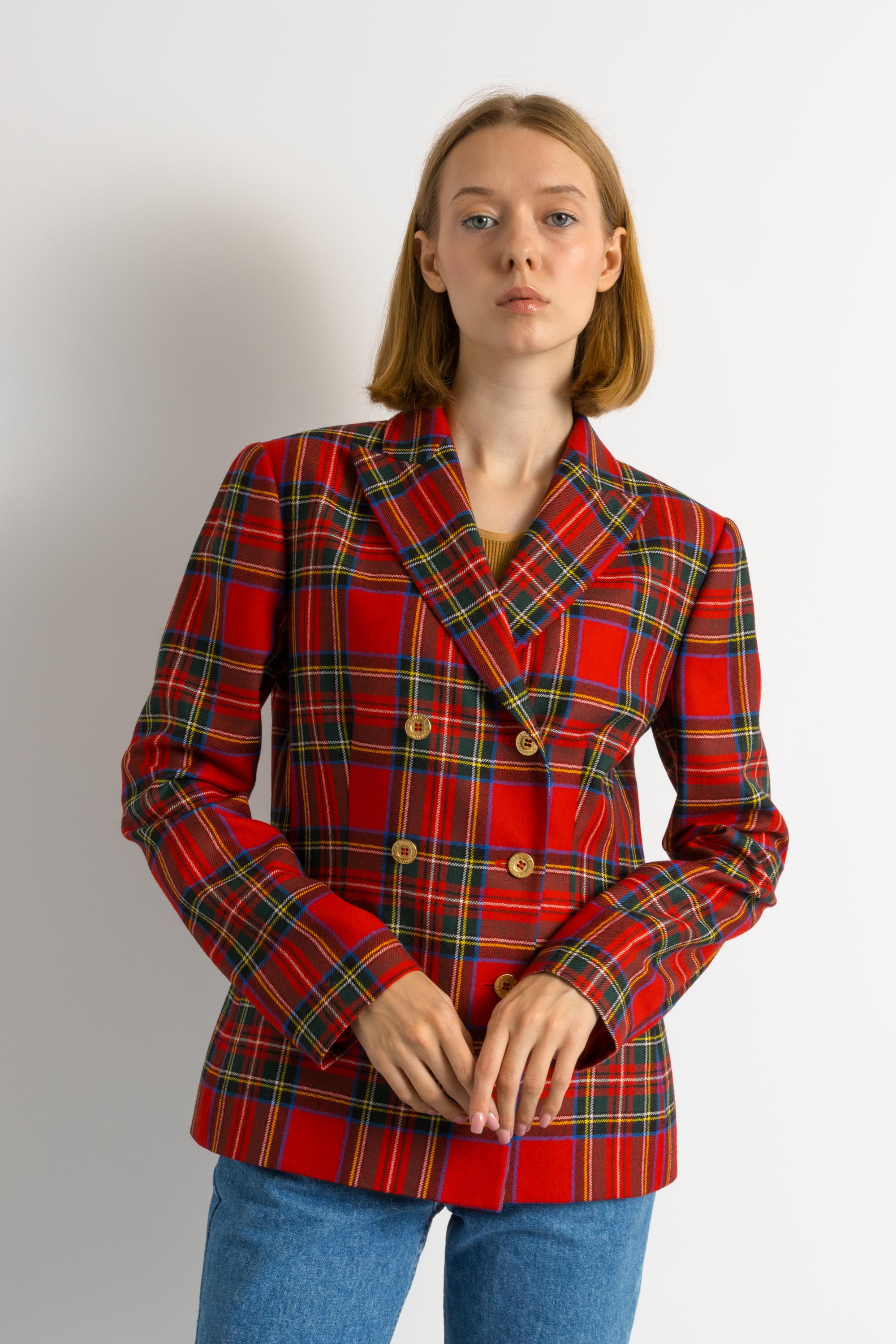 Luisa Spagnoli Red Checked Jacket / Wool Woman Paris / Double