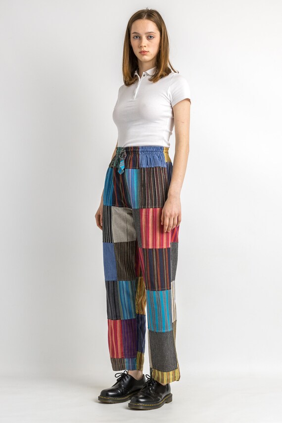 Hippie Patchwork Abstract Pattern Vintage 90s Cot… - image 3