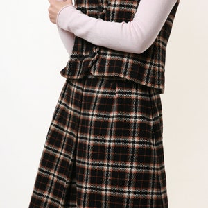 80s vintage Check Wool Suit Vest and Skirt 2002 image 5