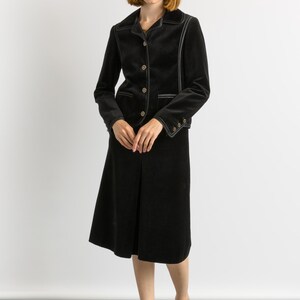LOUIS FERAUD vintage skirt suit, vintage 1970s cotton Louis Feraud velour skirt suit, elegant black woman velour blazer suit image 4