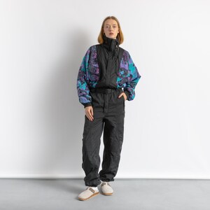 80s Vintage Vtg Rare Winter Black No Hood Lined with Elasticated Waist and Belt Overalls 4683/ Vintage Winter Snow Suit for Women
