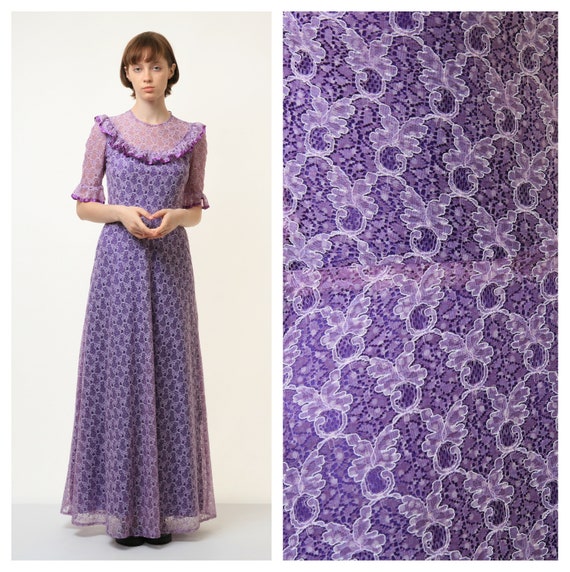 70s Vintage Vtg Rare Purple Lace Hippie Bohemian … - image 1