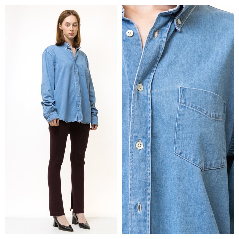 Vintage Acne Studios Cotton Logo Long Sleeve Buttons Up Woman Shirt/ Vintage Acne Unisex Cargo Minimalist Medium Woman Shirt image 1