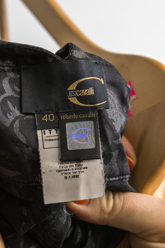90s Just Cavalli Label Roberto Cavalli Black Abstract Print 90s Just Cavalli Label Roberto Cavalli Black Abstract Print