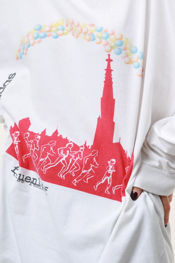 ADIDAS Marathon Vintage Graphic Print White Sweat… - image 7