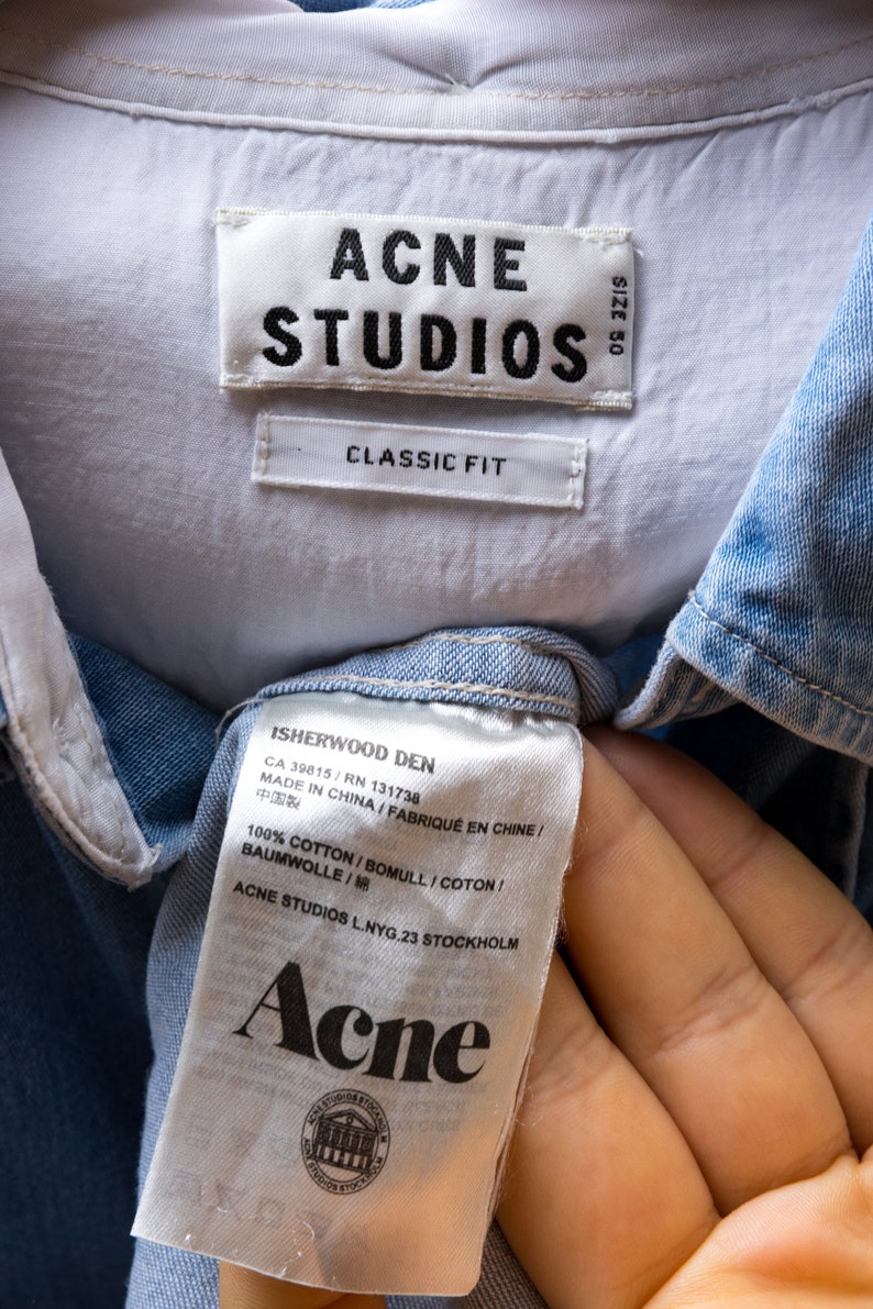 Vintage Acne Studios Cotton Logo Long Sleeve Buttons Up Woman Shirt/ Vintage Acne Unisex Cargo Minimalist Medium Woman Shirt image 9