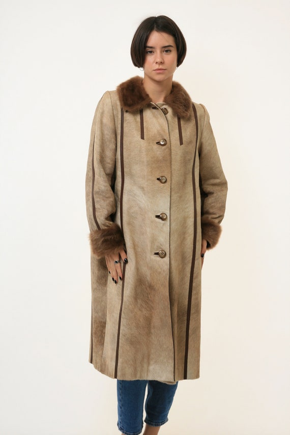 70s Vintage Rare Woman Retro Wool Long Maxi Coat … - image 4