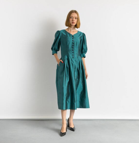 silk peasant dress Anandi Joshi Charcoal Silk Peasant Dress at Baby & Company