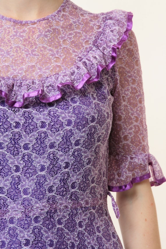 70s Vintage Vtg Rare Purple Lace Hippie Bohemian … - image 8