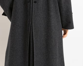 80s Woman Gray Lambswool Coat Women Vintage 80s Winter Coat