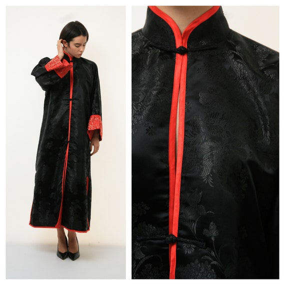 70s Vintage Chinese Long Maxi Kimono size M Mediu… - image 1