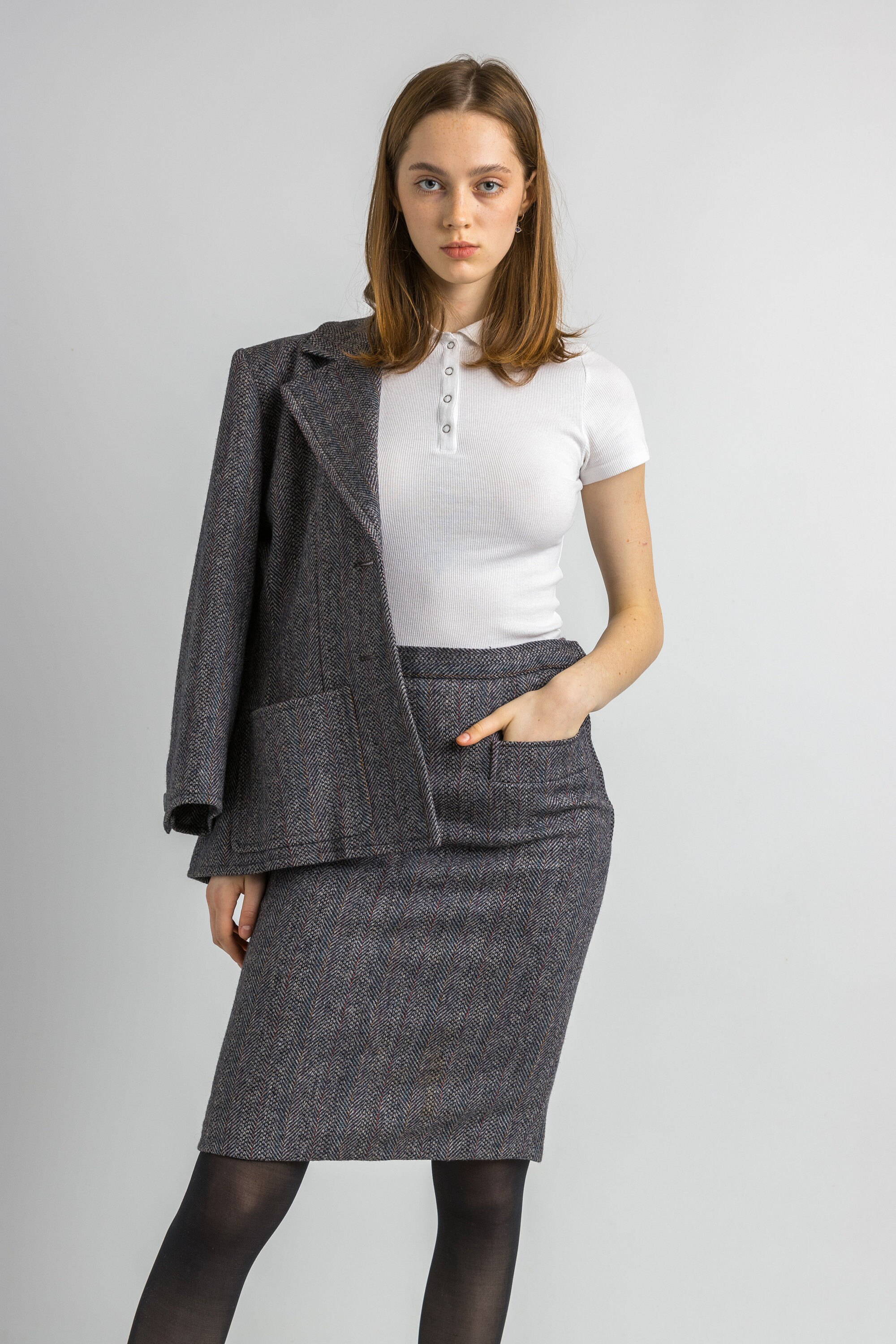 スカート SAINT LAURENT Women Skirts 803422YCEP21243 Gray Saint Laurent Leather Pencil Skirt | Grey | FARFETCH