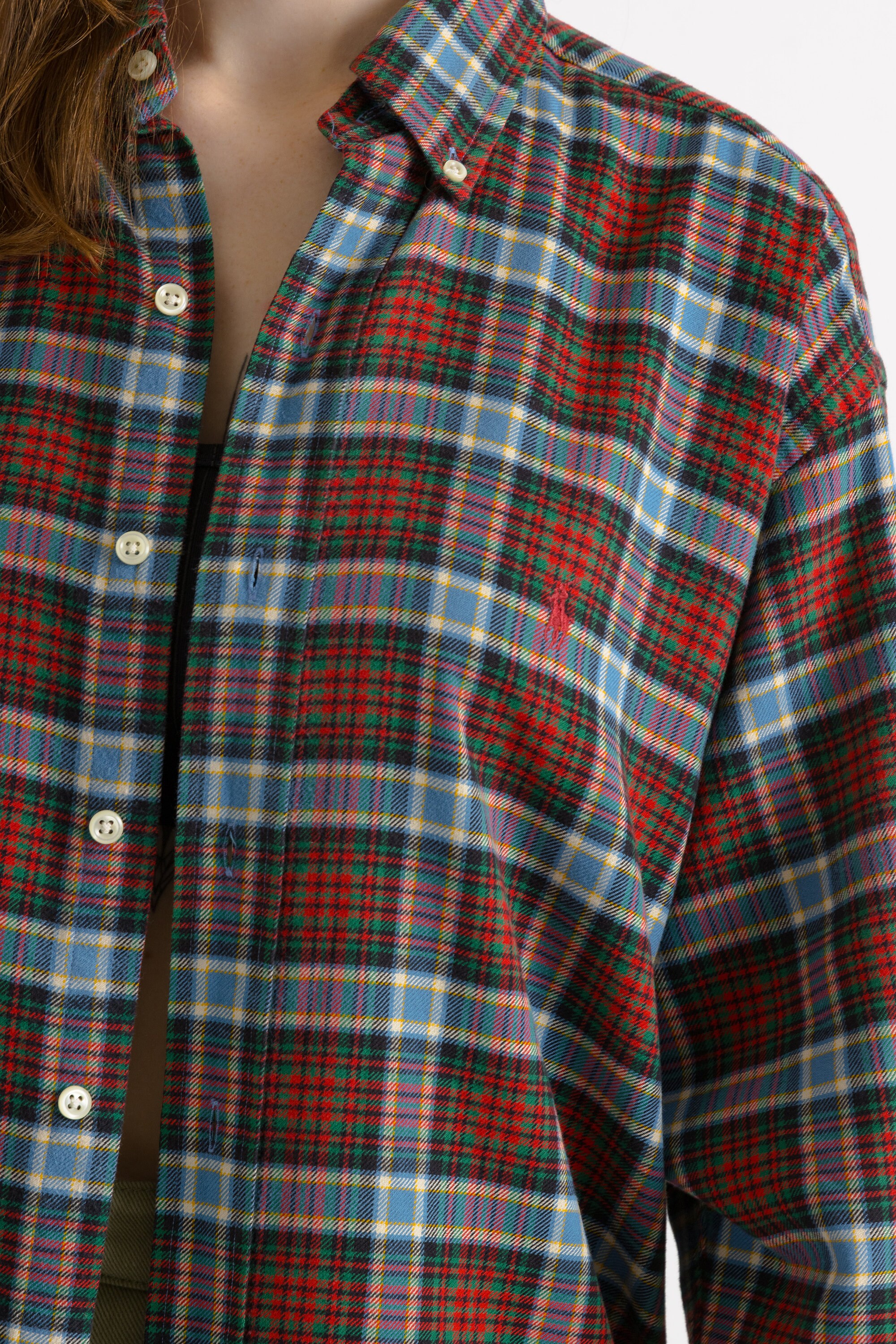 【BAON】[unisex] Romiru Vintage Check Over Shirt Vintage Ralph Lauren Checked Blake Cotton Logo Long Sleeve