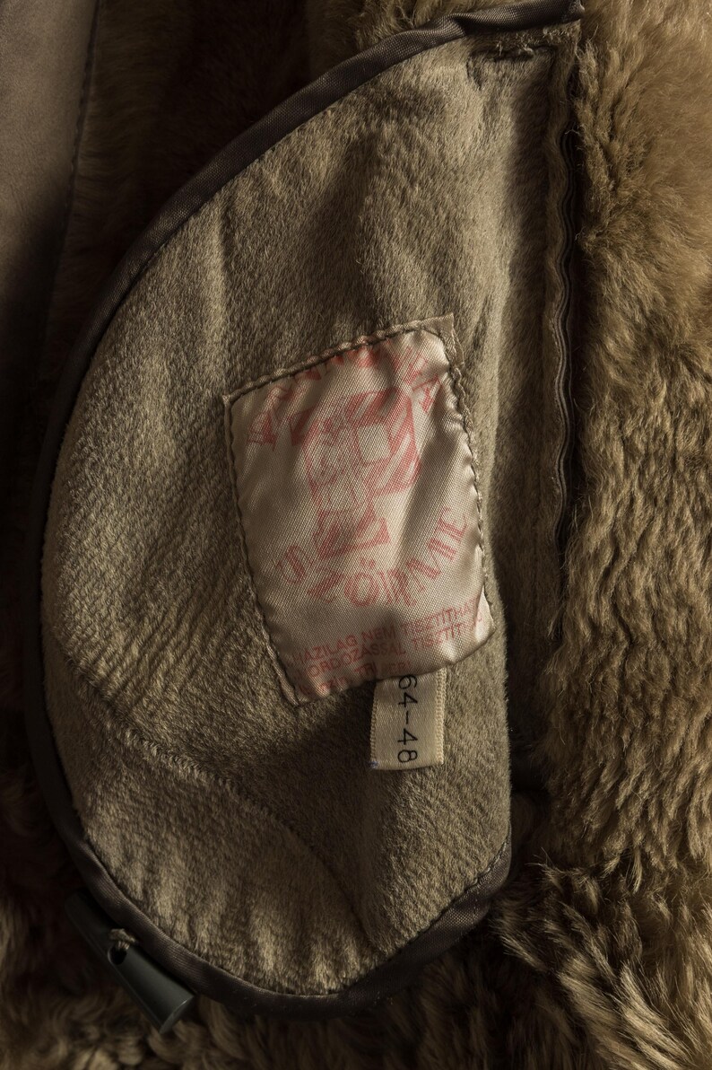 Women Suede Sheepskin Jacket Gray Vintage 80s Retro Winter Outerwear Sheepskin Western Suede Coat Women Vintage Clothing size M image 17