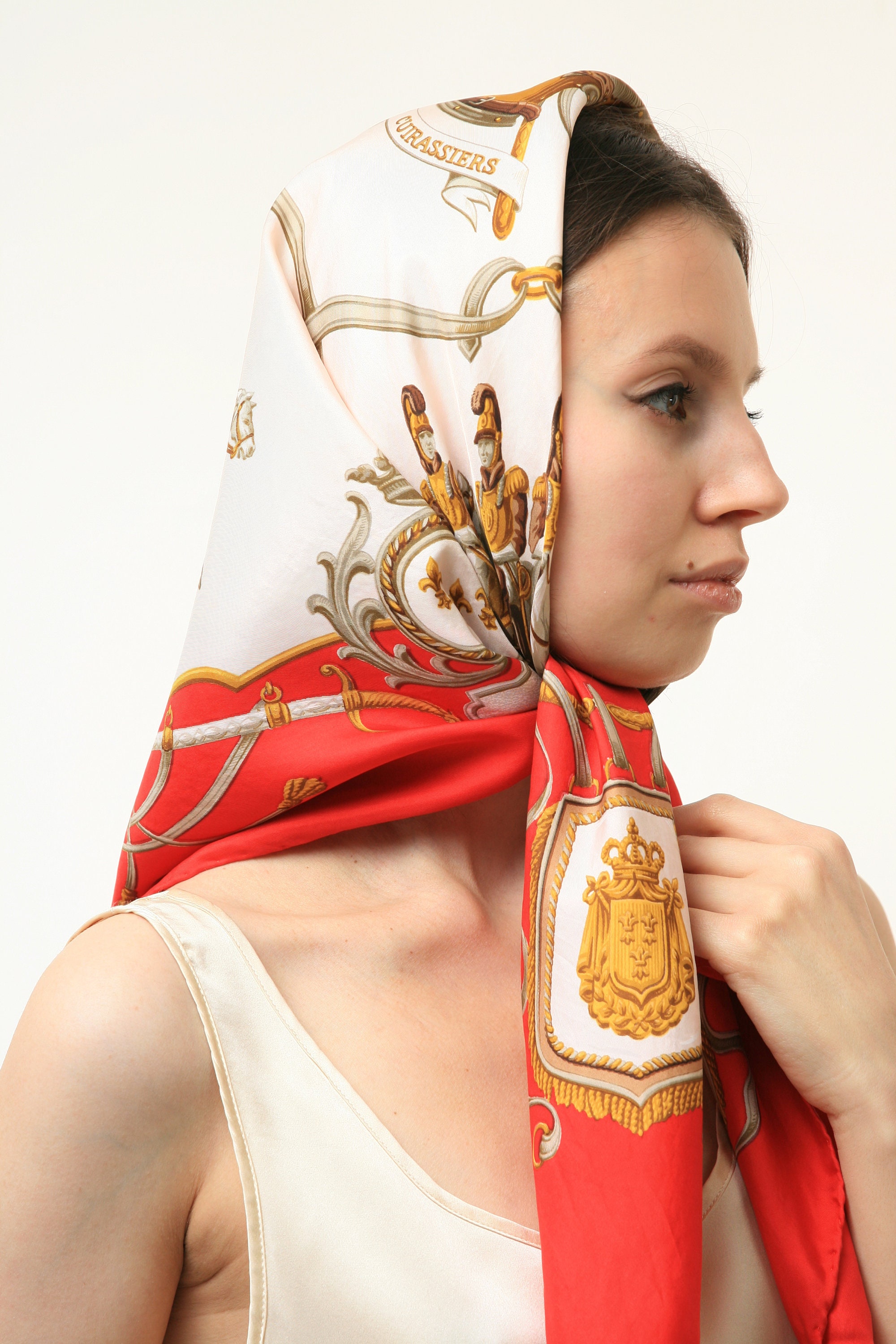 80s Vintage Vtg Rare Red Pure Silk Seta Seide Soie Abstract