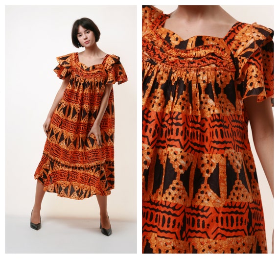 70s Vintage Vtg Boho Incredible African Cotton Fre