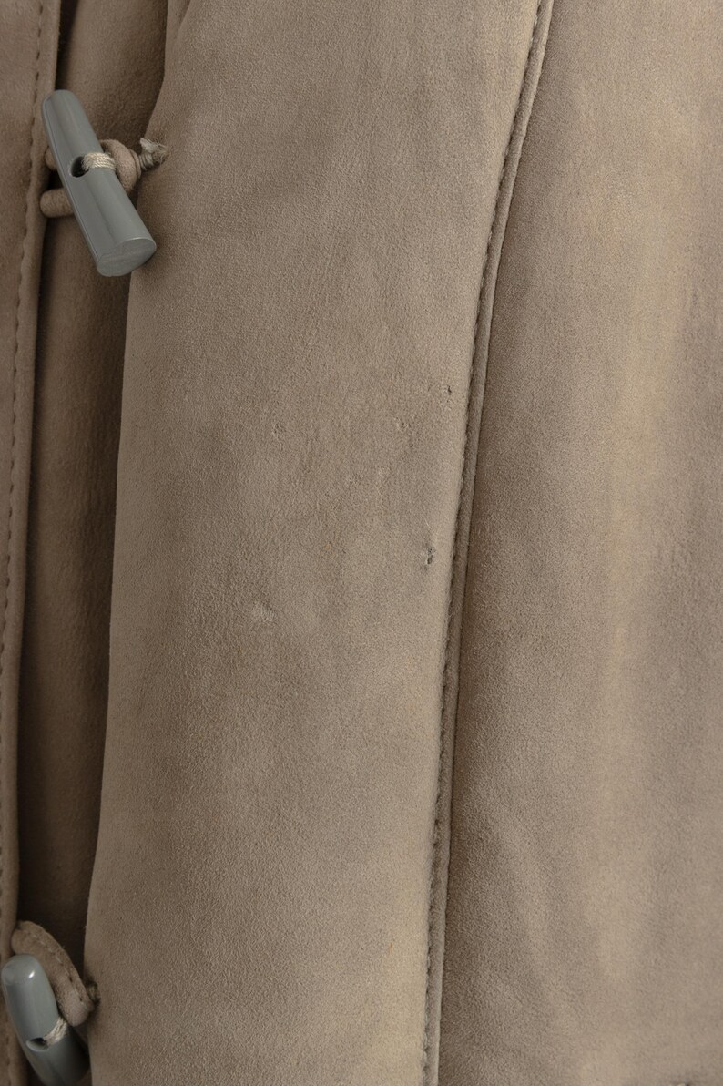 Women Suede Sheepskin Jacket Gray Vintage 80s Retro Winter Outerwear Sheepskin Western Suede Coat Women Vintage Clothing size M image 12